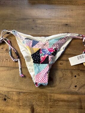 NWT Frankie’s Patchwork Tie-Side Bikini Bottoms in Multi-Color